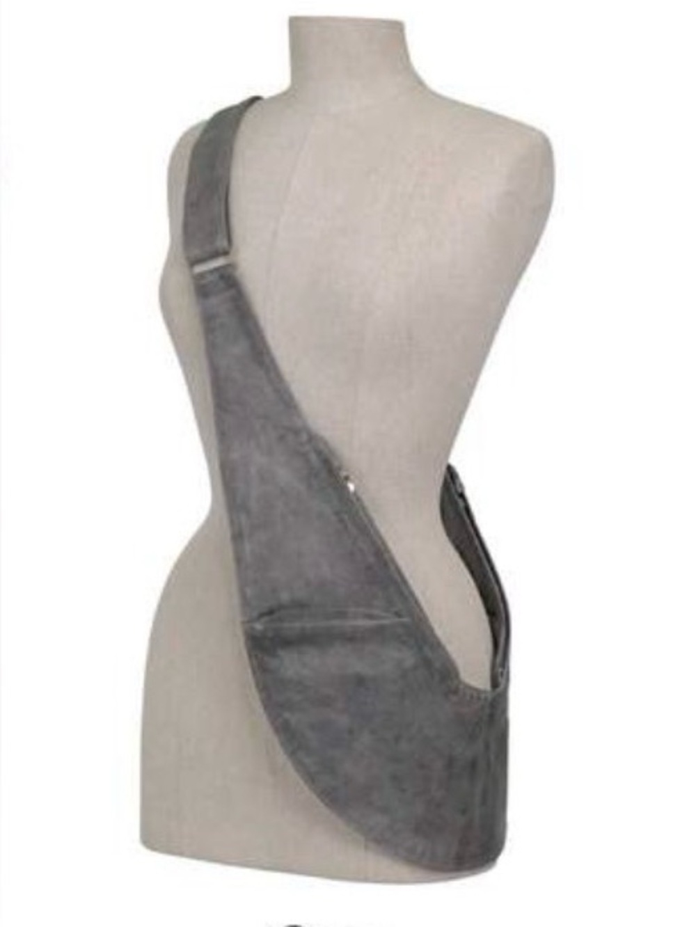 Gray Leather Sash Bag - Crossbody Sling Bag - Casual Everyday Carry